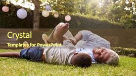  Presentation with black child - Amazing slides having black child - grandfather and grandson play lying backdrop and a tawny brown colored foreground