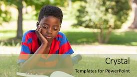  Presentation with black child - Colorful presentation enhanced with black child - little boy reading backdrop and a mint green colored foreground