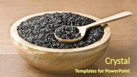  Presentation with rice - Audience pleasing presentation theme consisting of black china rice in wood backdrop and a tawny brown colored foreground