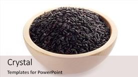  Presentation with rice - Colorful PPT theme enhanced with black chinese rice on bowl backdrop and a soft green colored foreground