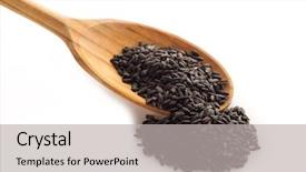 Presentation with spoon - Amazing PPT layouts having black chinese rice over spoon backdrop and a light gray colored foreground