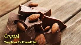  Presentation with chocolate nuts - Audience pleasing PPT layouts consisting of black chocolate pieces with nuts on wooden background backdrop and a tawny brown colored foreground