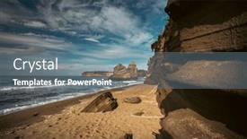  Presentation with rock - Presentation theme having black-ciraccio-beach background and a seafoam green colored foreground