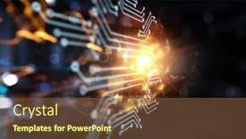  Presentation with motherboard - Beautiful slide set featuring black-circuit-board-background backdrop and a tawny brown colored foreground