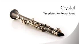  Presentation with clarinet - PPT layouts enhanced with woodwind - black clarinet isolated on white background and a white colored foreground