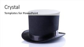  Presentation with top hat - Slide set featuring black classic top hat isolated on white background background and a white colored foreground