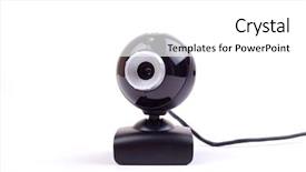  Presentation with classic - Cool new slide deck with black classic webcam isolated backdrop and a  colored foreground