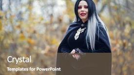  Presentation with vampire - Colorful PPT theme enhanced with black cloak with amulet backdrop and a coral colored foreground