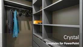  Presentation with closet - Slides with black-closet-almost-empty-shelves background and a dark gray colored foreground