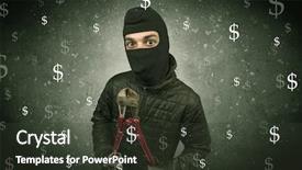  Presentation with black hand - PPT layouts having black clothes and toll background and a tawny brown colored foreground