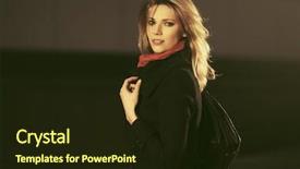  Presentation with fashion handbag - Cool new slide deck with black coat with shoulder handbag backdrop and a  colored foreground