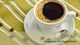  Presentation with cup coffee - Slide deck with black-coffee-in-white-porcelain background and a mint green colored foreground