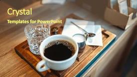  Presentation with coffee cup - Presentation enhanced with black coffee milk and glass background and a tawny brown colored foreground