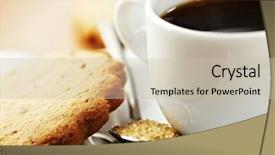  Presentation with biscuit - Audience pleasing PPT layouts consisting of black coffee with butter backdrop and a soft green colored foreground