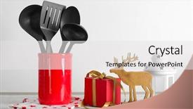  Presentation with cooking utensils - Cool new PPT theme with black cooking utensils at kitchen backdrop and a  colored foreground