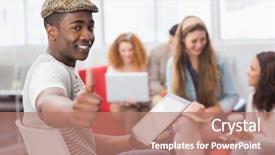  Presentation with fashion - PPT theme with black cool - fashion student using tablet pc background and a  colored foreground