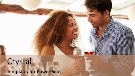  Presentation with unhealthy gas drink - Colorful theme enhanced with black cool - young couple enjoying drink backdrop and a coral colored foreground