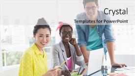  Presentation with virtual team meeting - Slides consisting of black cool - young creative team having background and a  colored foreground