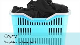  Presentation with clothing wooden clothes hanger object - Amazing presentation having black cotton soil - clothes in plastic basket backdrop and a cyan colored foreground