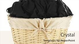  Presentation with wicker - PPT theme consisting of black cotton soil - clothes in wicker basket background and a lemonade colored foreground