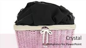  Presentation with cotton - Colorful PPT theme enhanced with black cotton soil - clothes in wicker basket backdrop and a soft green colored foreground