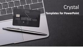  Presentation with banking - Presentation theme consisting of black-credit-card-on-office background and a dark gray colored foreground