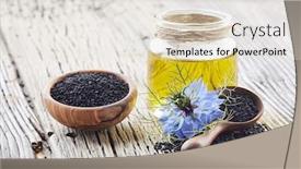  Presentation with nigella - Presentation design enhanced with black-cumin-oil-with-flower background and a lemonade colored foreground