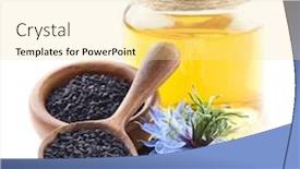  Presentation with cumin - Theme consisting of black-cumin-oil-with-flower background and a blonde colored foreground