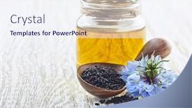 Presentation with cumin - Amazing theme having black-cumin-oil-with-flower backdrop and a sky blue colored foreground