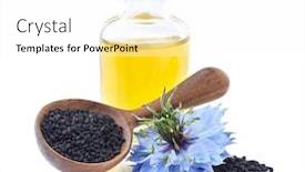  Presentation with oil seeds - Audience pleasing presentation consisting of black-cumin-oil-with-seeds backdrop and a white colored foreground