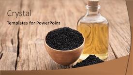  Presentation with cumin - PPT layouts having black-cumin-oil-with-seeds background and a coral colored foreground