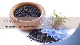  Presentation with cumin - Presentation design with black-cumin-seeds-with-flower background and a coral colored foreground