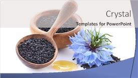  Presentation with cumin - Beautiful slide set featuring black-cumin-seeds-with-nigella backdrop and a light gray colored foreground
