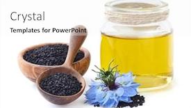  Presentation with cumin - Amazing PPT theme having black-cumin-seeds-with-oil backdrop and a white colored foreground