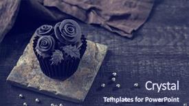  Presentation with cupcakes - PPT theme enhanced with black cupcakes on a dark background and a ocean colored foreground