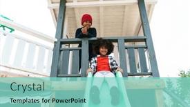  Presentation with black - Audience pleasing PPT layouts consisting of black-curly-boys-smiling backdrop and a seafoam green colored foreground