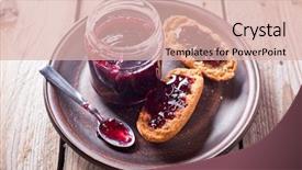  Presentation with currant - Beautiful PPT theme featuring black currant jam in glass jar and crackers on rustic wooden board backdrop and a lemonade colored foreground