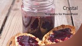  Presentation with currant - Colorful PPT theme enhanced with black currant jam in glass jar and crackers on rustic wooden board backdrop and a soft green colored foreground