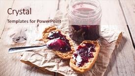  Presentation with currant - Colorful presentation theme enhanced with black currant jam in glass jar and crackers on rustic wooden board backdrop and a lemonade colored foreground