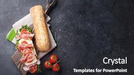  Presentation with mozzarella cheese - Theme featuring salad prosciutto and mozzarella cheese background and a dark gray colored foreground