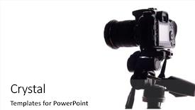  Presentation with digital - PPT layouts consisting of black digital camera isolated background and a white colored foreground