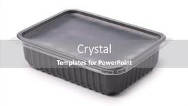  Presentation with plastic container - Presentation theme consisting of black-disposable-plastic-food-container background and a gray colored foreground