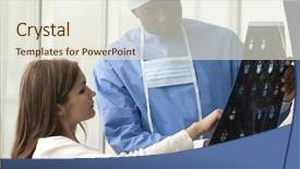  Presentation with black patient - Colorful presentation theme enhanced with black doctor - male surgeon showing x-ray exam backdrop and a sky blue colored foreground