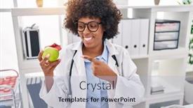  Presentation with curly hair - Slides with black-doctor-woman-with-curly background and a light blue colored foreground