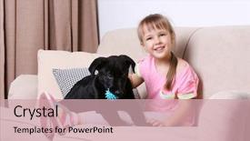  Presentation with black girl - PPT theme having black dog - little cute girl with puppy background and a soft green colored foreground