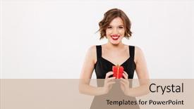  Presentation with black girl - Beautiful slides featuring black dress holding little gift backdrop and a soft green colored foreground