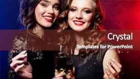  Presentation with two black women - Cool new PPT layouts with black dress with wine glasses backdrop and a tawny brown colored foreground