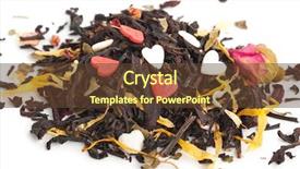  Presentation with dry fruits - Slides featuring black dry tea with fruits and petals background and a tawny brown colored foreground