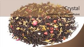  Presentation with dry fruits - Presentation theme consisting of black dry tea with fruits and petals background and a coral colored foreground