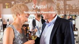  Presentation with bar and restaurant - Theme with black elderly people - senior couple in restaurant standing background and a  colored foreground